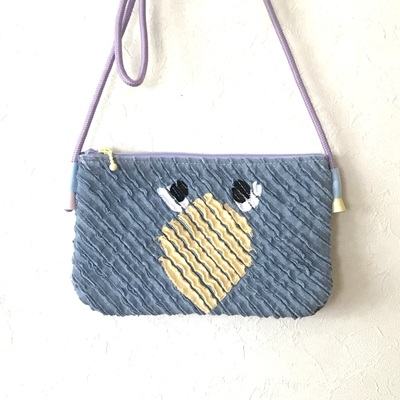 コップ袋 巾着 男の子 数学 英字 スモーキーブルー ハンドメイド 