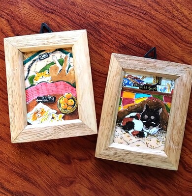 トールペイント 壁掛け鏡 ウォールミラー 手描き ハンドペイント