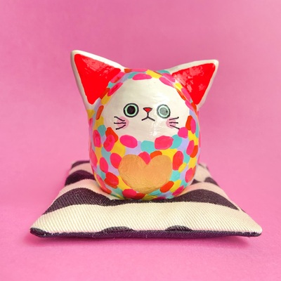 ぐでねこちゃんヘアクリップ　春×ミケ猫（さくらストロベリー） ぐでねこちゃんヘアクリップ春×ミケ猫（さくらストロベリー）