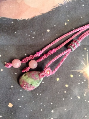 16kgp天然石ロードクロサイト＆アベンチュリンストロベリーなフォークリング 16kgp天然石ロードクロサイト＆アベンチュリンストロベリーなフォーク